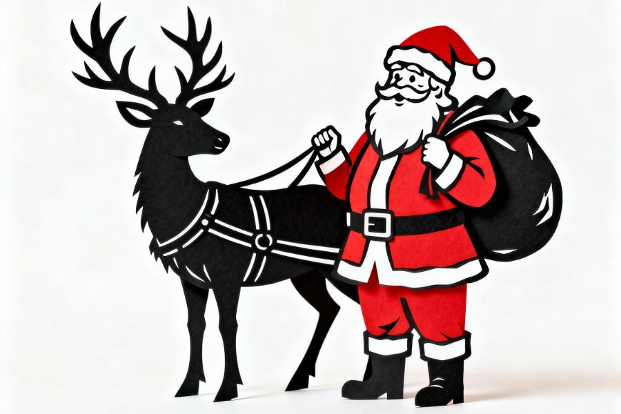 Weihnachtsmotiv: Santa und Rentier