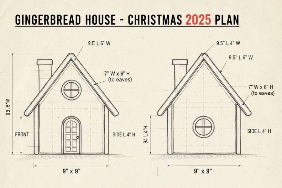 Basteln zu Weihnachten: das geplante Lebkuchenhaus