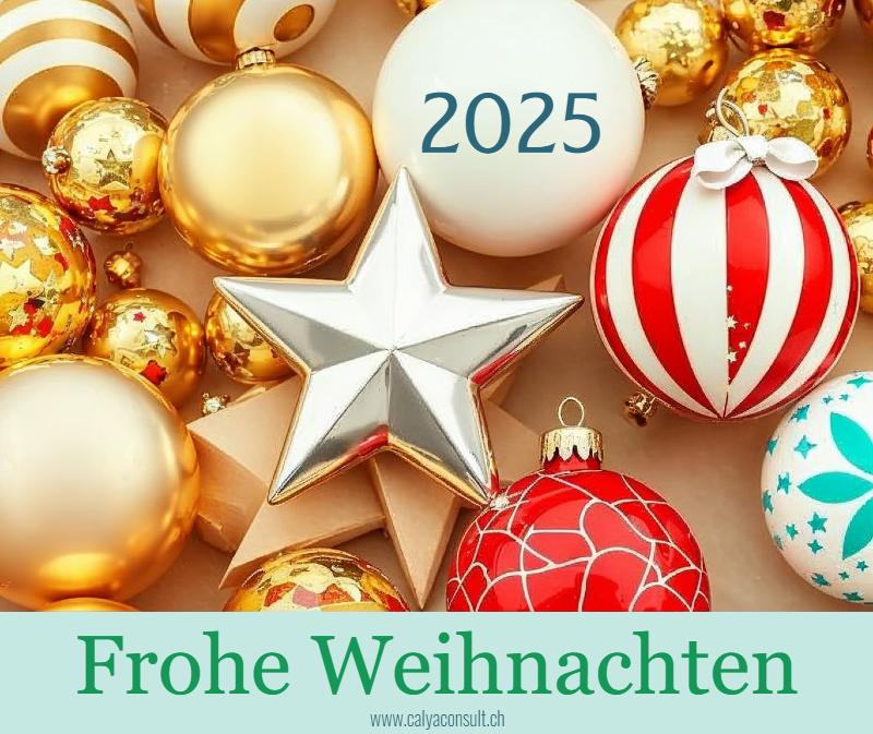 Postkarte mit dem Text: 2025, Frohe Weihnachten, Calya Consult
